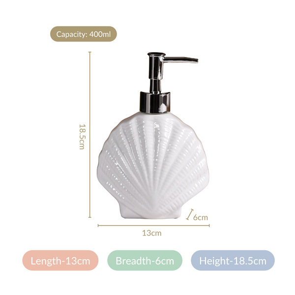 White Ceramic Seashell Soap Dispenser