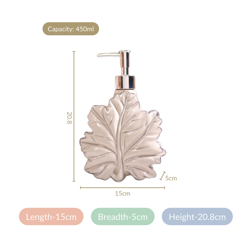 Maple Leaf Liquid Dispenser Ceramic Beige