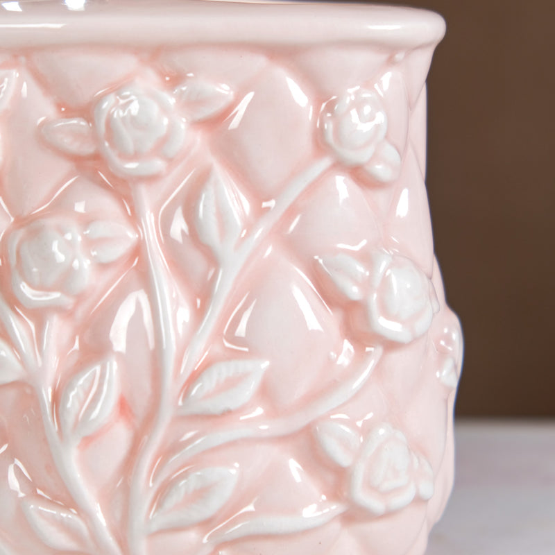 Soft Girl Vintage Floral Ceramic Dispenser With Holder Pink