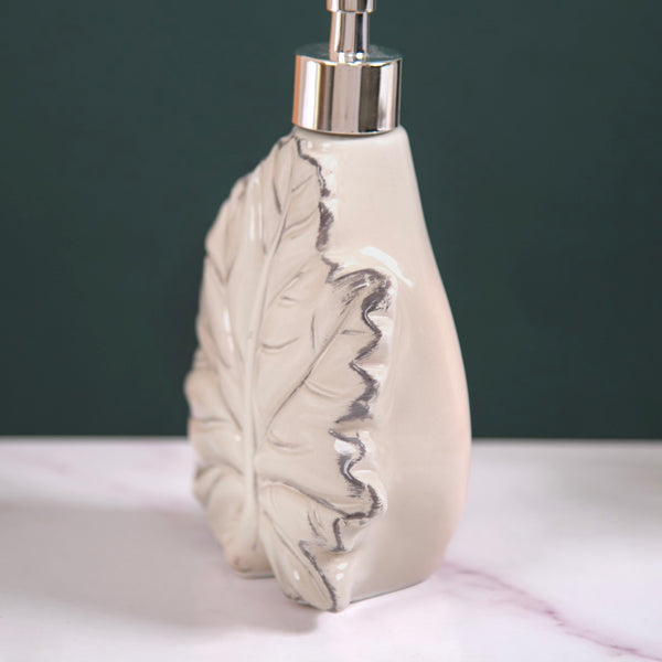 Maple Leaf Liquid Dispenser Ceramic Beige