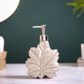 Maple Leaf Liquid Dispenser Ceramic Beige