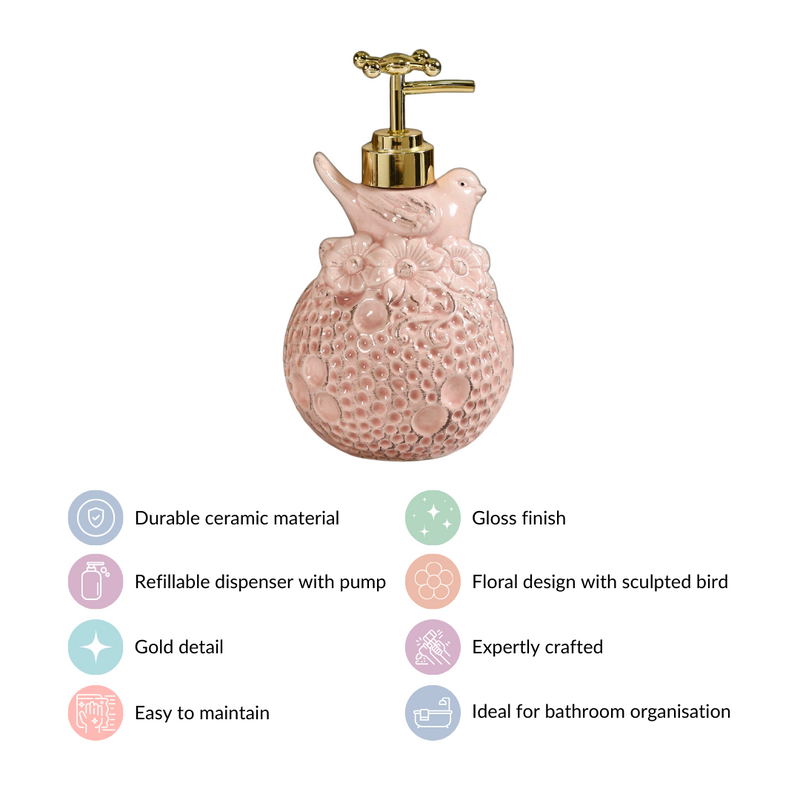 Pink Bird Embossed Liquid Dispenser