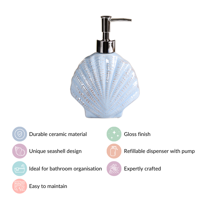 Blue Ceramic Seashell Liquid Dispenser