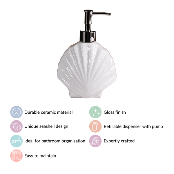 White Ceramic Seashell Soap Dispenser