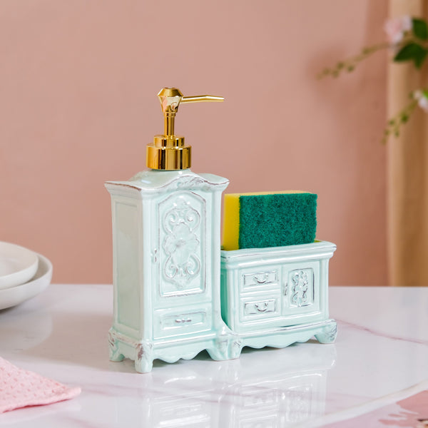 Vintage Ceramic Soap Dispenser Pastel Green