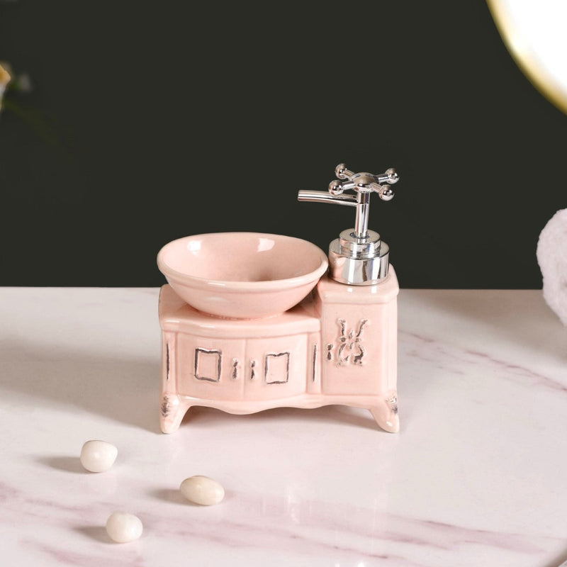 Sink With Tap Ceramic Soap Dispenser Peach