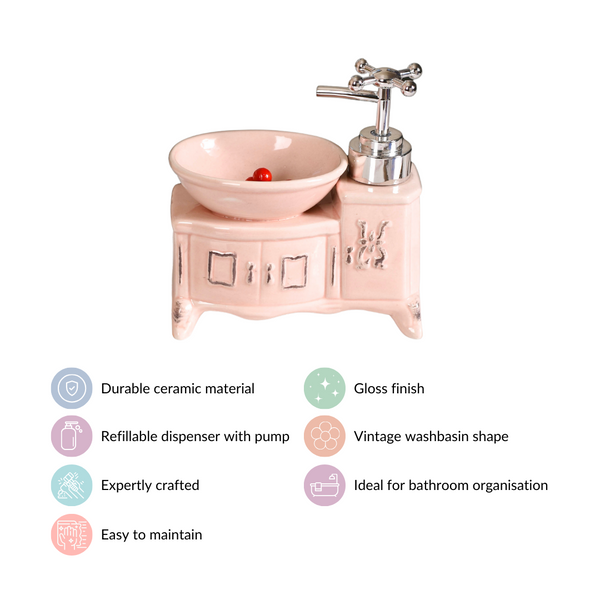 Sink With Tap Ceramic Soap Dispenser Peach