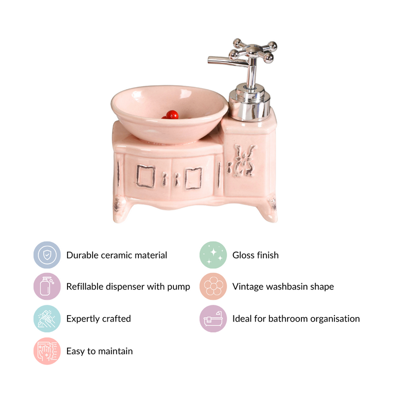 Sink With Tap Ceramic Soap Dispenser Peach