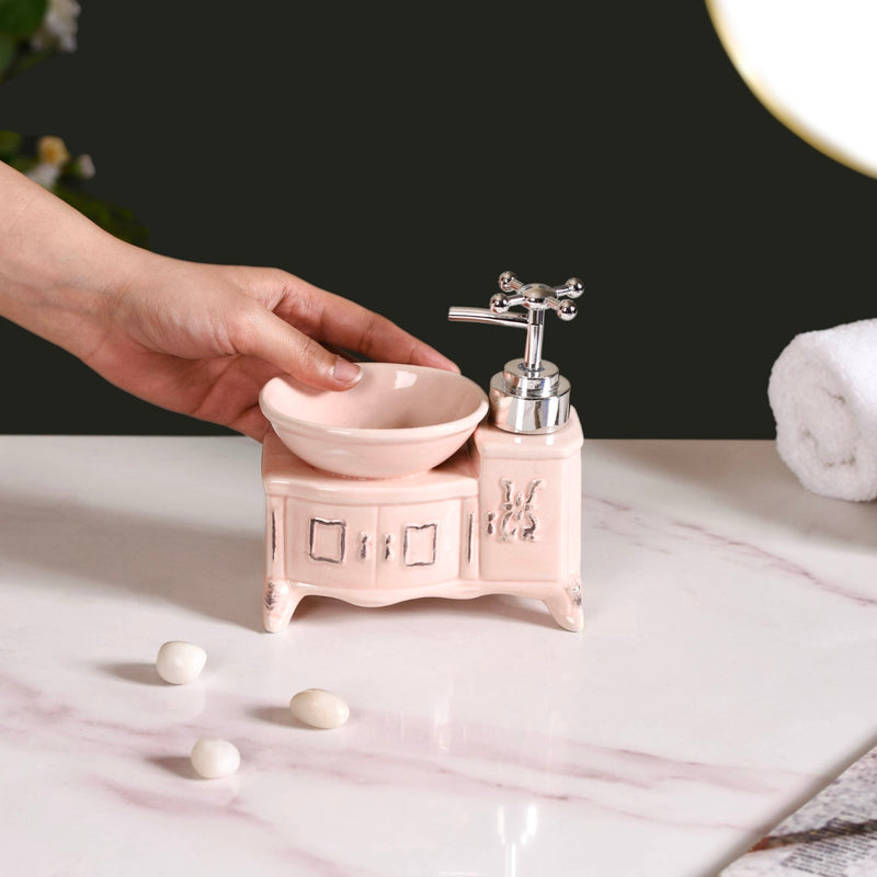 Sink With Tap Ceramic Soap Dispenser Peach