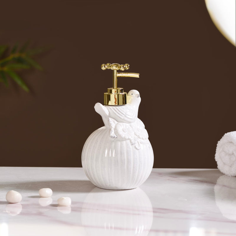 Ceramic Birdy Liquid Dispenser White