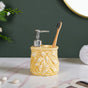 Premium Ceramic Soap Dispenser With Toothbrush Holder Yellow