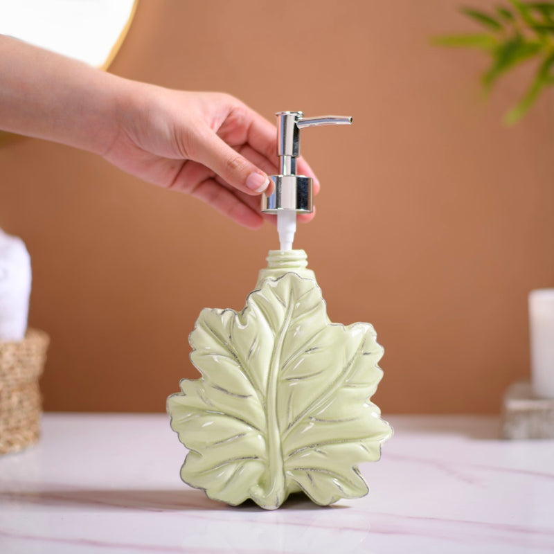 Green Leaf Shaped Soap Dispenser