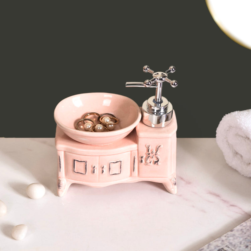 Sink With Tap Ceramic Soap Dispenser Peach