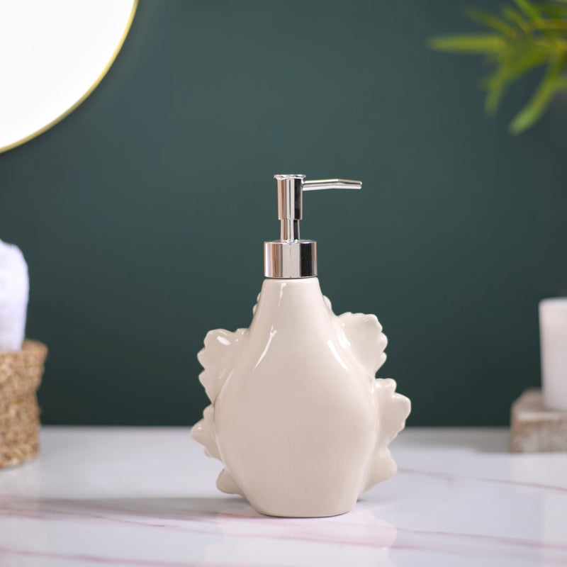 Maple Leaf Liquid Dispenser Ceramic Beige