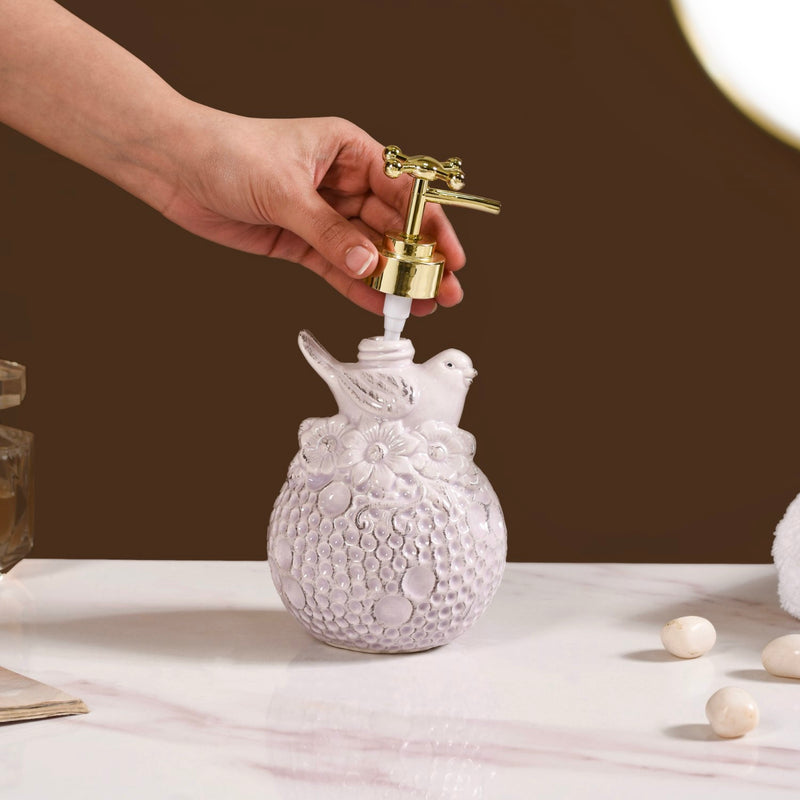 Lavender Bird Embossed Soap Dispenser
