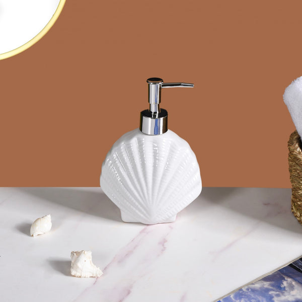 White Ceramic Seashell Soap Dispenser