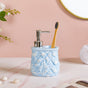 Blue 2 In 1 Ceramic Dispenser With Toothbrush Holder