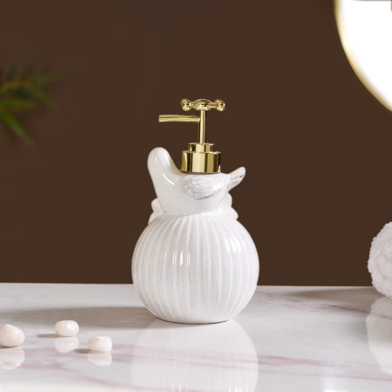 Ceramic Birdy Liquid Dispenser White