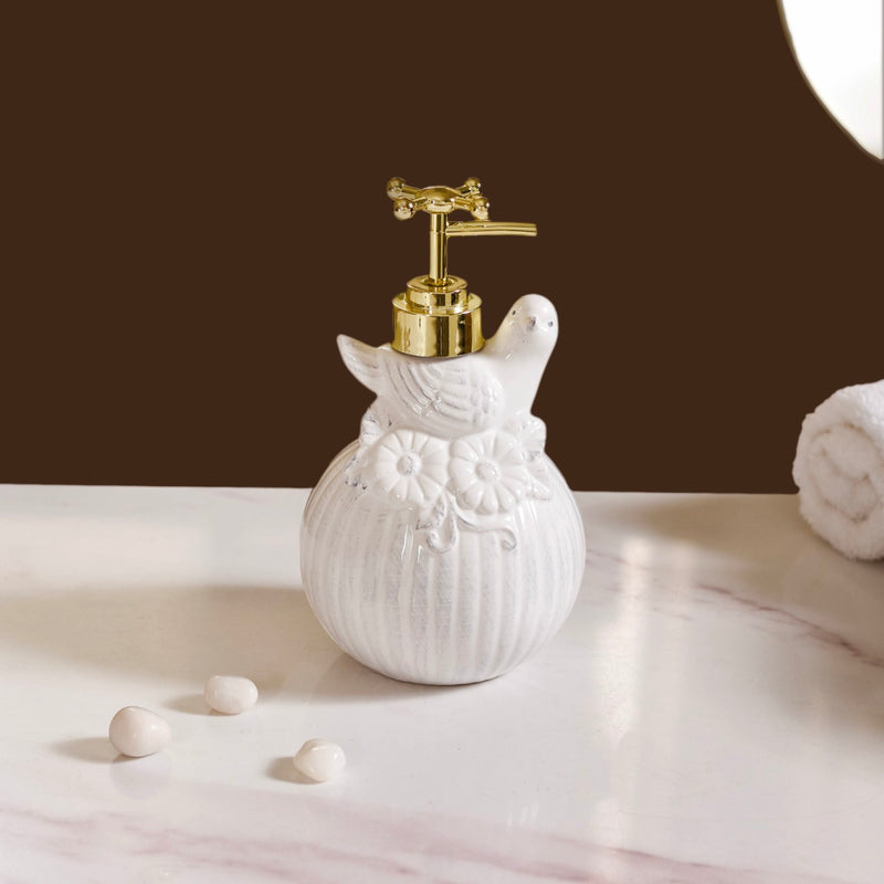 Ceramic Birdy Liquid Dispenser White