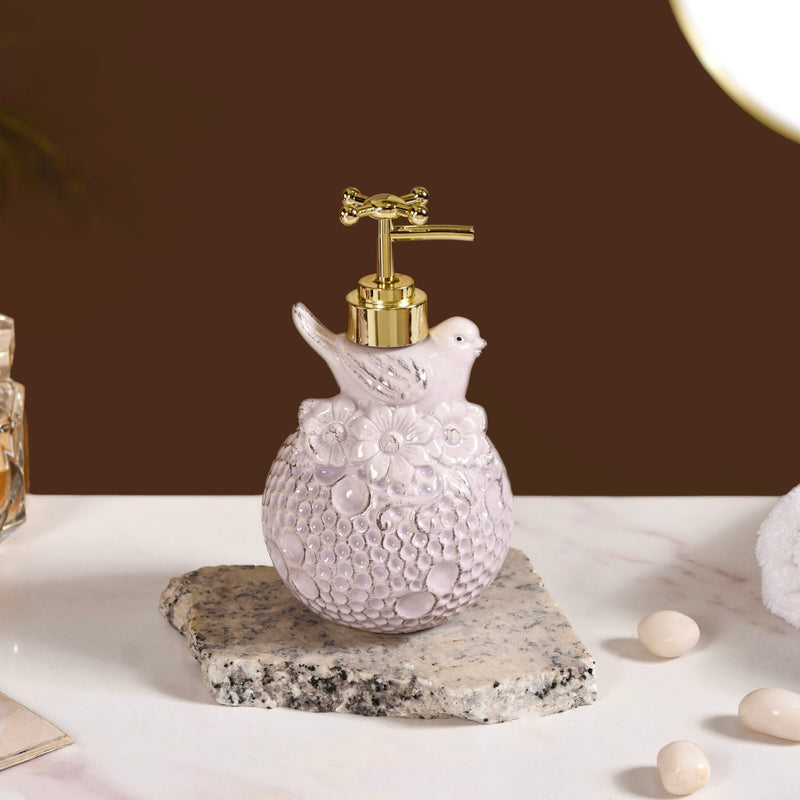 Lavender Bird Embossed Soap Dispenser