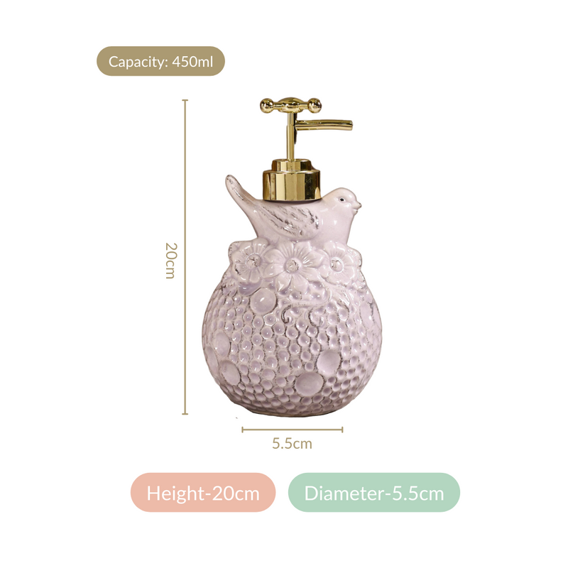 Lavender Bird Embossed Soap Dispenser