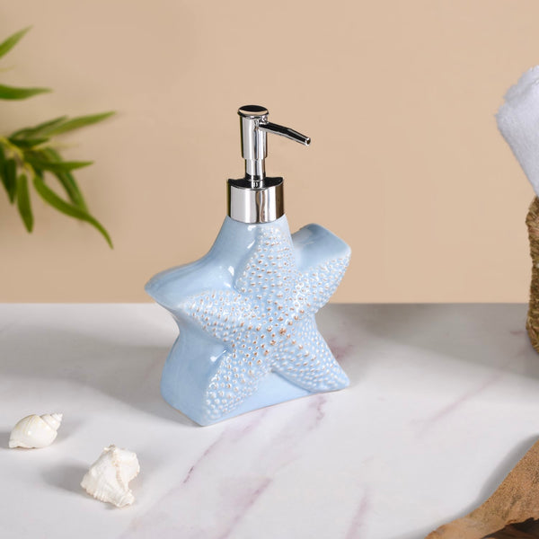 Starfish Ceramic Soap Dispenser Blue