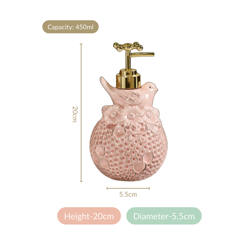 Pink Bird Embossed Liquid Dispenser