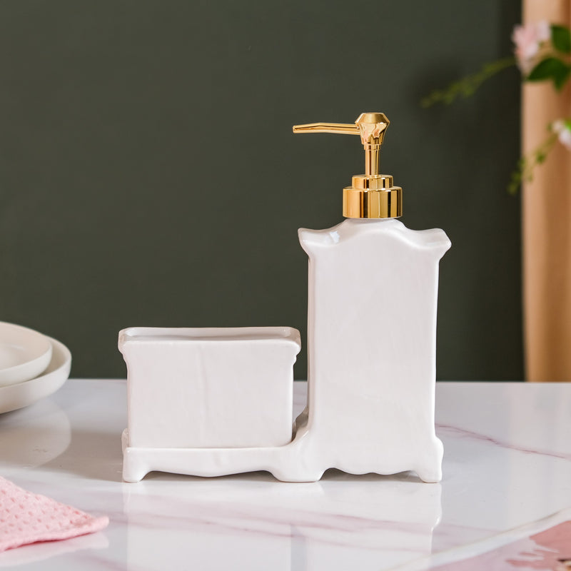 Vintage Cabinet Shaped Ceramic Soap Dispenser White