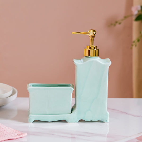 Vintage Ceramic Soap Dispenser Pastel Green