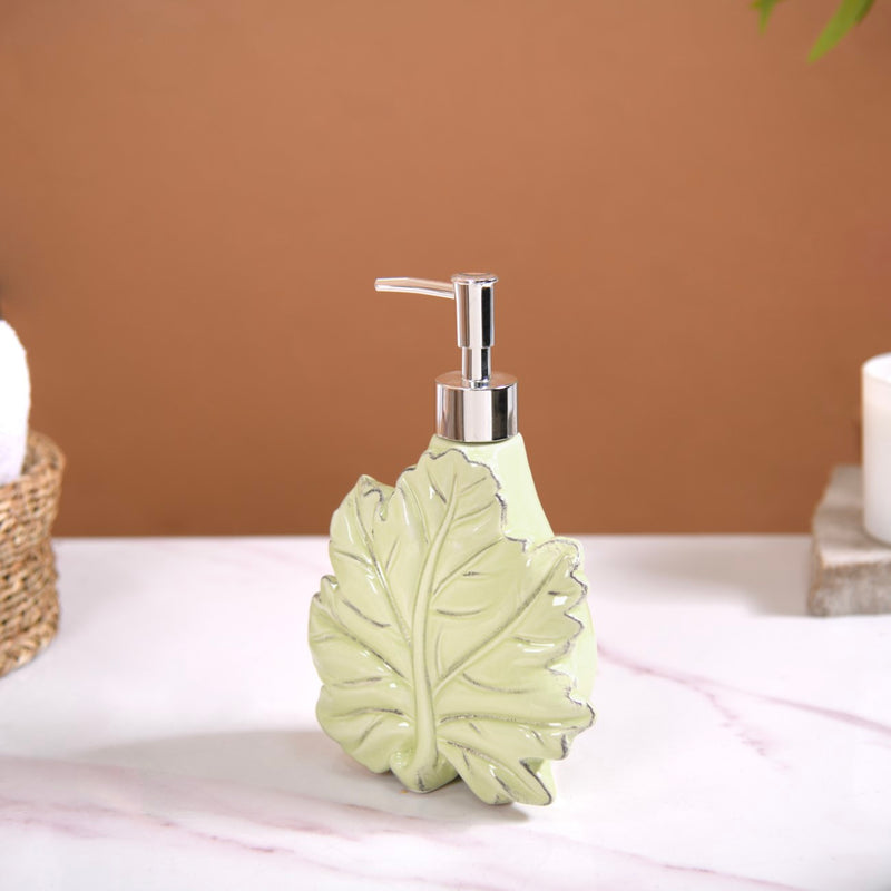 Green Leaf Shaped Soap Dispenser