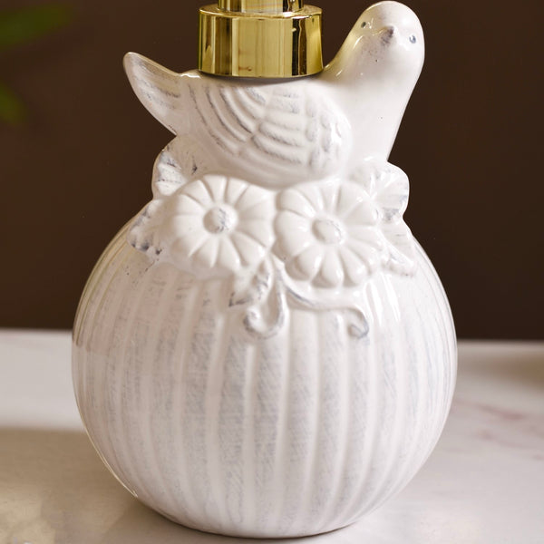 Ceramic Birdy Liquid Dispenser White