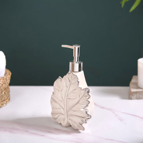 Maple Leaf Liquid Dispenser Ceramic Beige