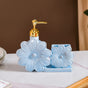 Flower Soap Dispenser With Holder Ceramic Blue