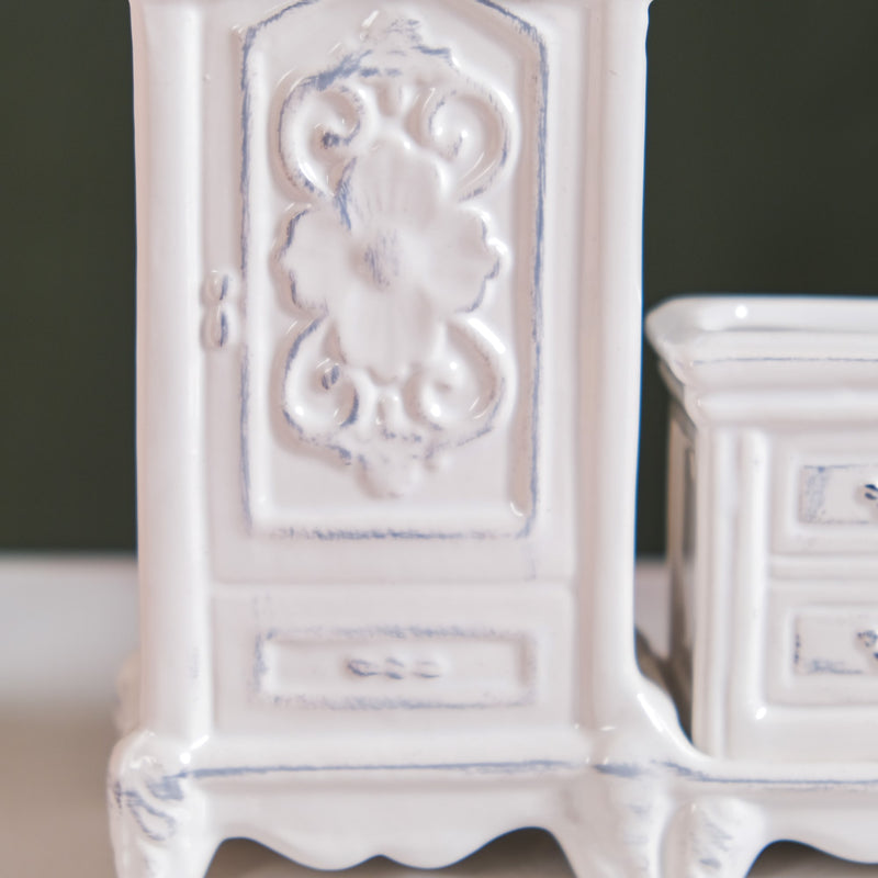 Vintage Cabinet Shaped Ceramic Soap Dispenser White