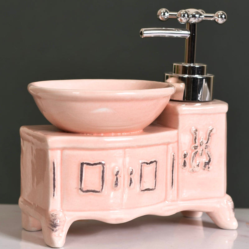 Sink With Tap Ceramic Soap Dispenser Peach