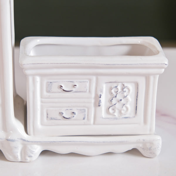 Vintage Cabinet Shaped Ceramic Soap Dispenser White