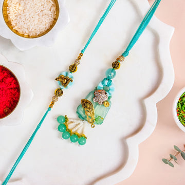 Divine Krishna Rakhi And Lumba Set