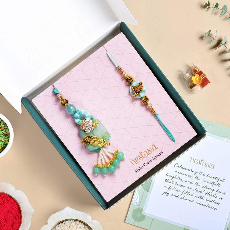 Divine Krishna Rakhi And Lumba Set