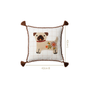 Dog Embroidered Cotton Cushion Cover With Tassels 42x42cm