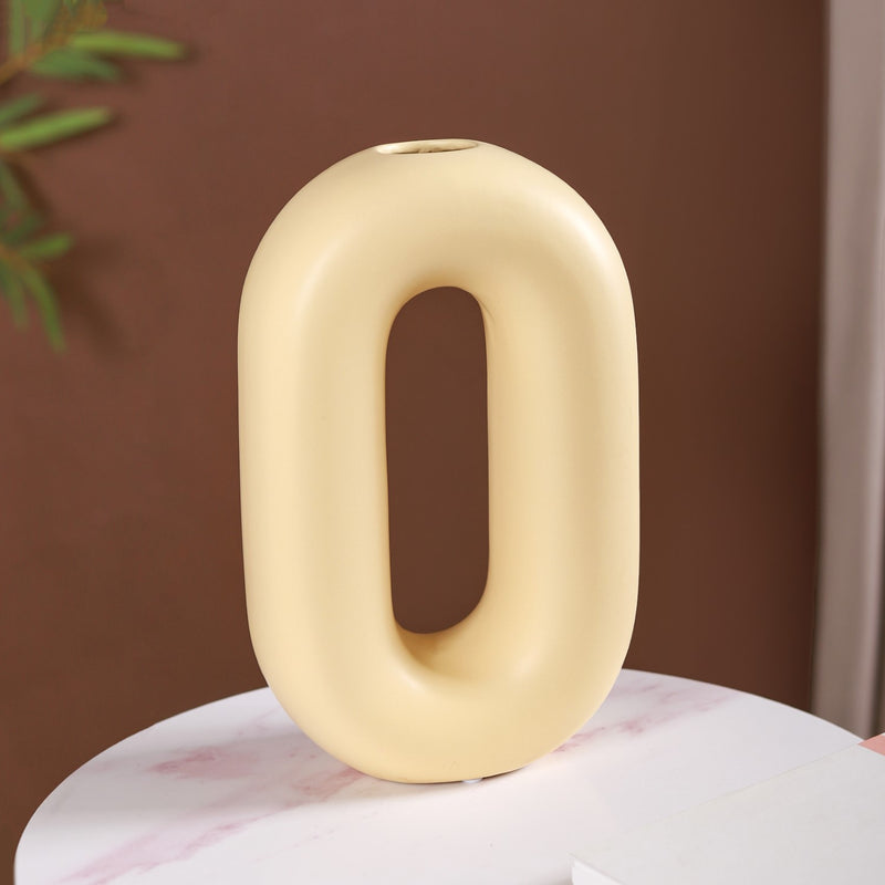 Capsule Donut Vase Pastel Yellow- Donut vase, oval vase, flower vase, yellow vase, decorative vase