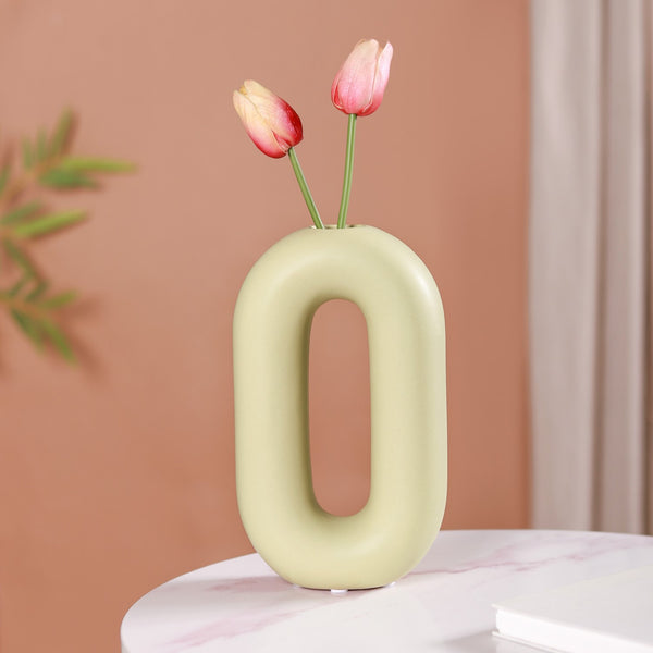 Donut Oval Flower Vase Green