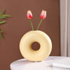Round Donut Ceramic Vase Yellow