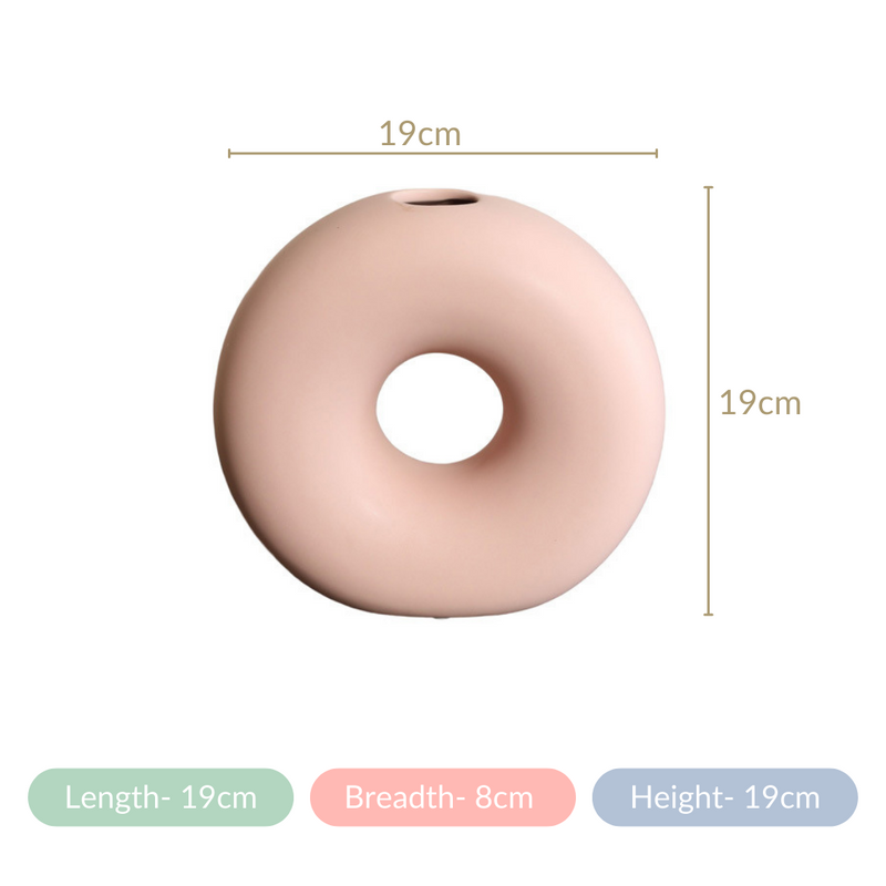Round Donut Ceramic Vase Pink