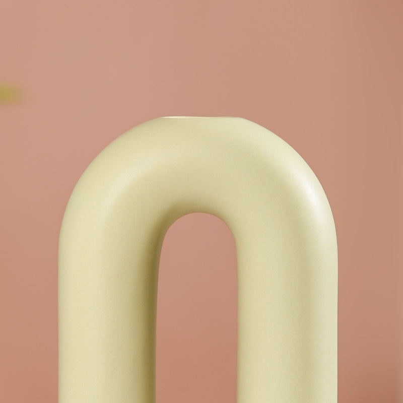 Donut Oval Vase Light Green- Donut Vase, Oval Vase, Green Flower Vase, Decorative Oval Vase, Modern Donut Vase, Green Ceramic Vase