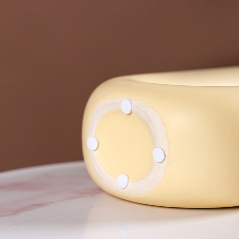 Capsule Donut Vase Pastel Yellow- Donut vase, oval vase, flower vase, yellow vase, decorative vase