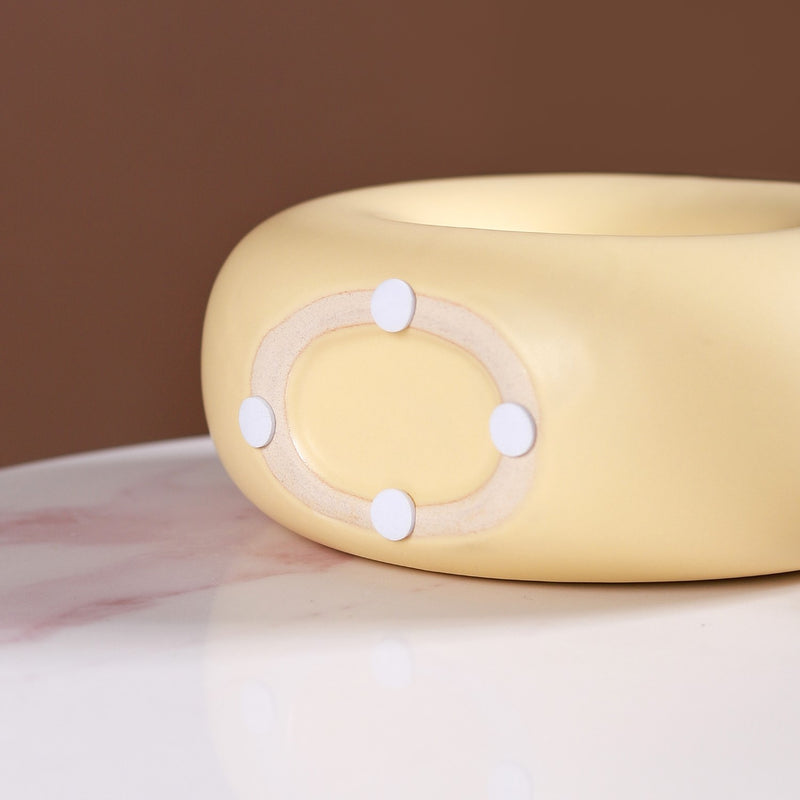 Donut Vase Pastel Yellow- Round Donut Vase, Yellow Ceramic Vase, Decorative Donut Vase, Modern Yellow Vase, Ceramic Round Vase