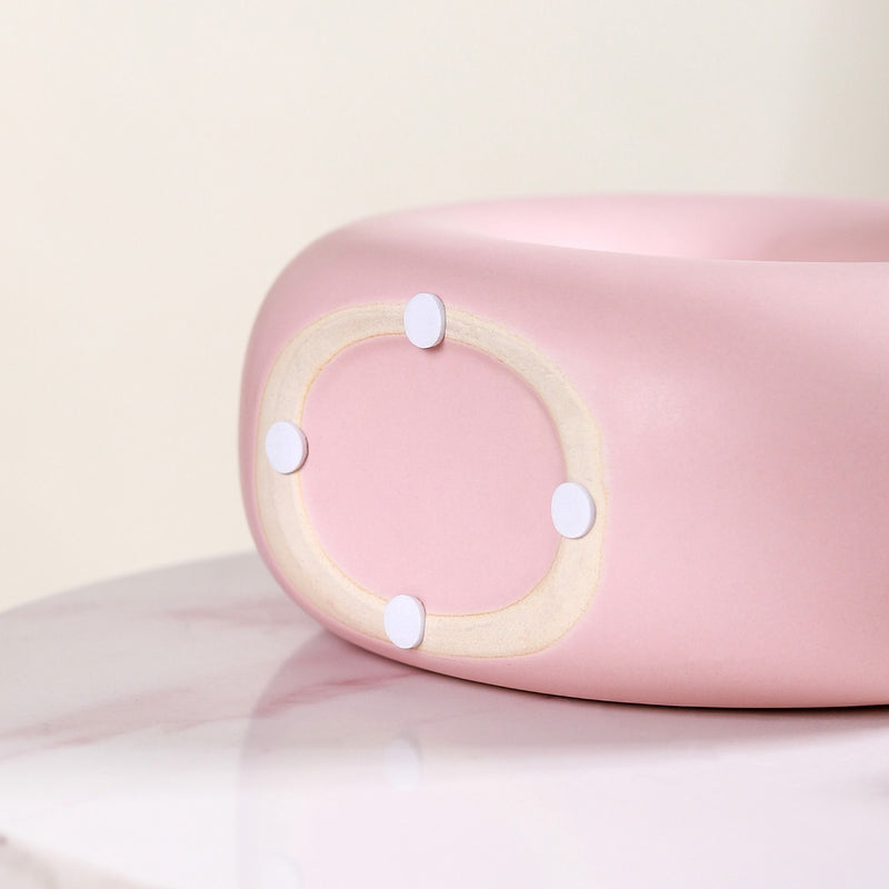 Round Donut Ceramic Vase Pink