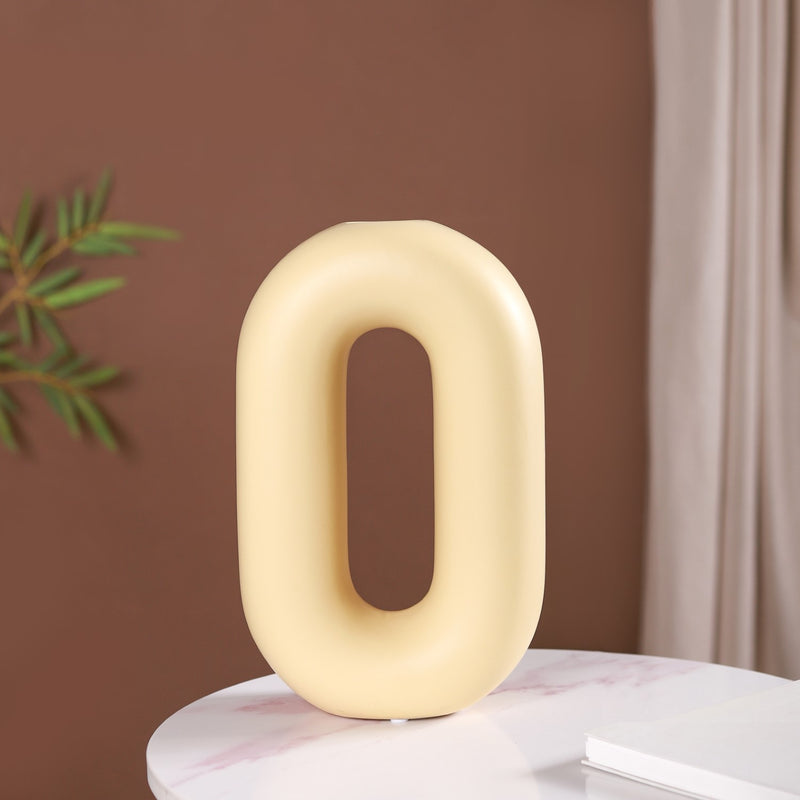 Capsule Donut Vase Pastel Yellow- Donut vase, oval vase, flower vase, yellow vase, decorative vase
