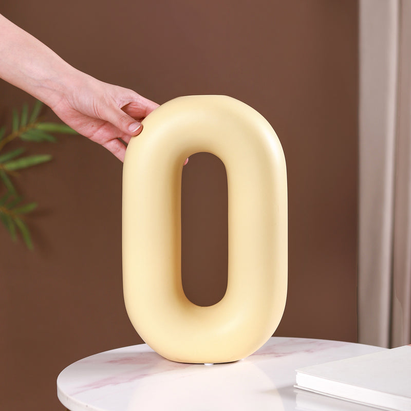 Capsule Donut Vase Pastel Yellow- Donut vase, oval vase, flower vase, yellow vase, decorative vase