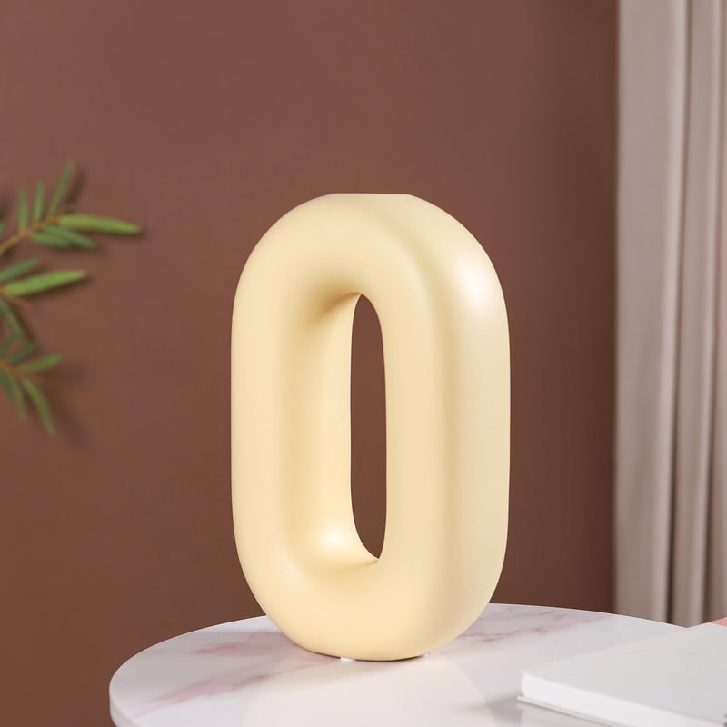 Capsule Donut Vase Pastel Yellow- Donut vase, oval vase, flower vase, yellow vase, decorative vase